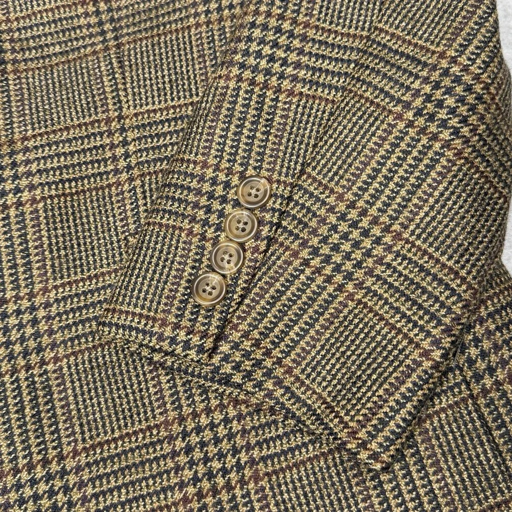 Vintage 90s Polo University Club Sport Coat Men's 42 R Houndstooth Windowpane